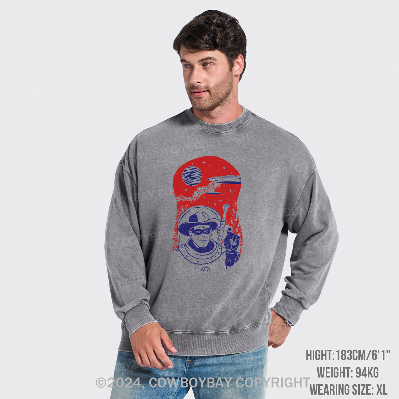 Retro Space Cowboy Washed Sweatshirts