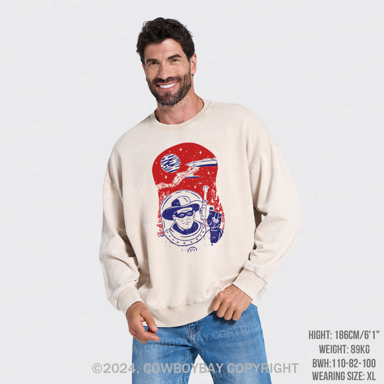 Retro Space Cowboy Washed Sweatshirts