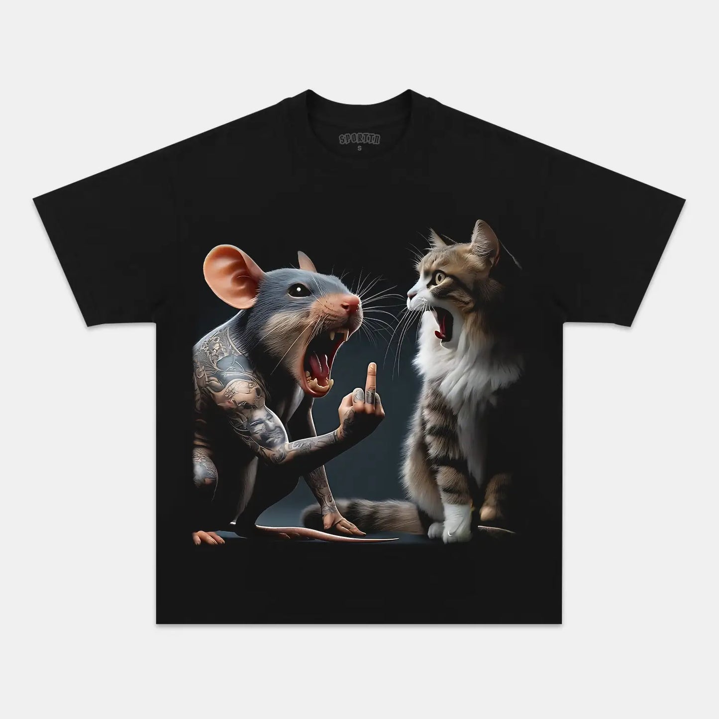 FUNNY MOUSE AND CAT T-SHIRT