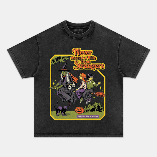 NEVER ACCEPT A RIDE KIDS T-SHIRT