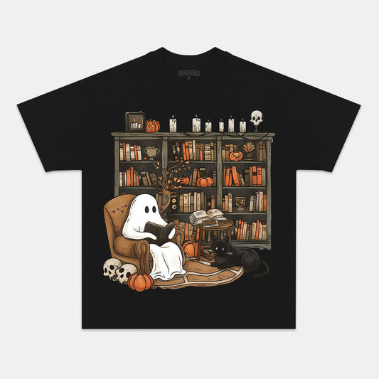 Retro Ghost Reading Books Png T-Shirt